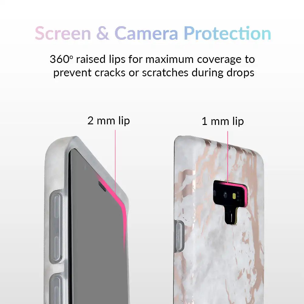 White Marble Rose Gold Chrome Samsung Galaxy Case
