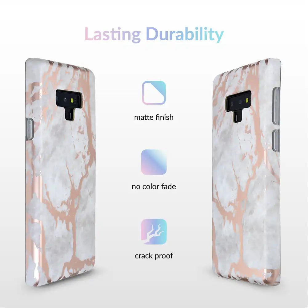 White Marble Rose Gold Chrome Samsung Galaxy Case