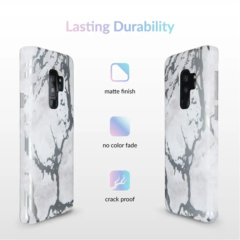 White Marble Silver Chrome Samsung Galaxy Case
