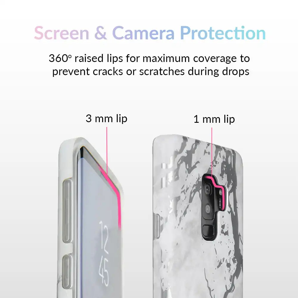 White Marble Silver Chrome Samsung Galaxy Case