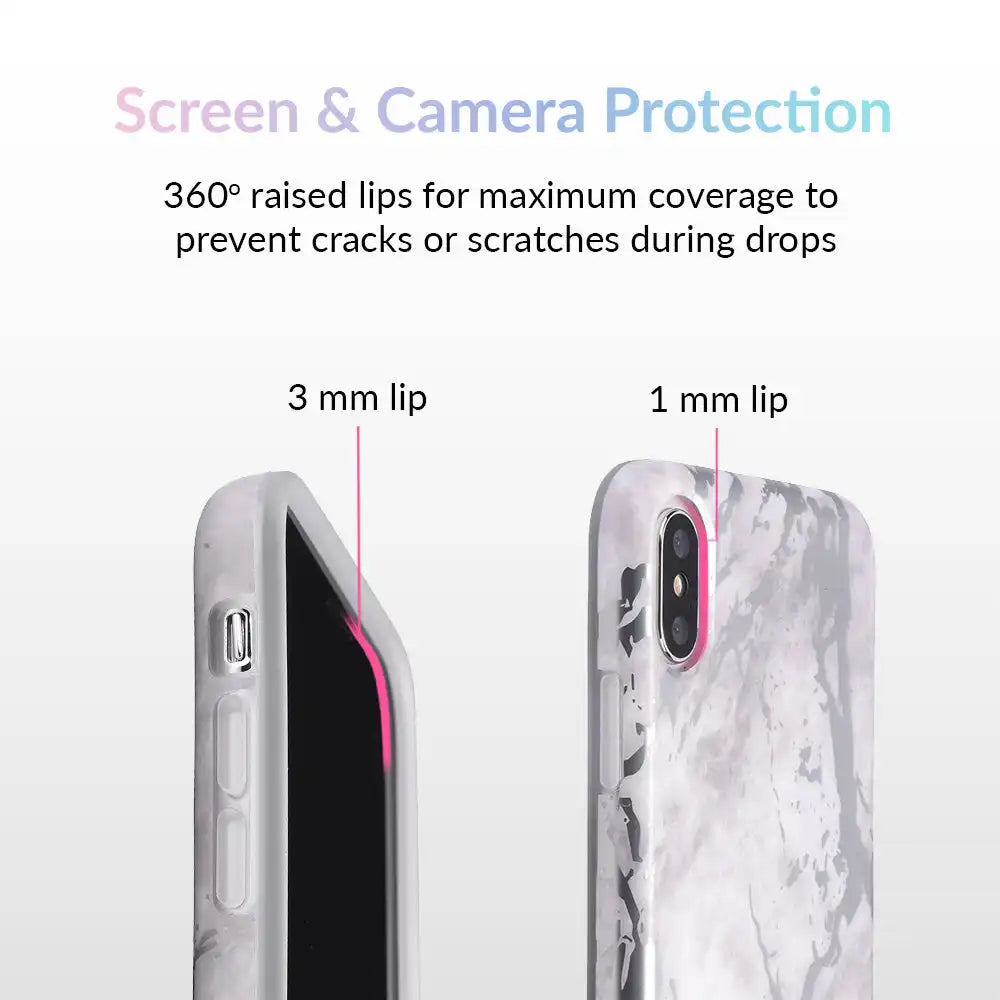 White Marble Silver Chrome iPhone Case