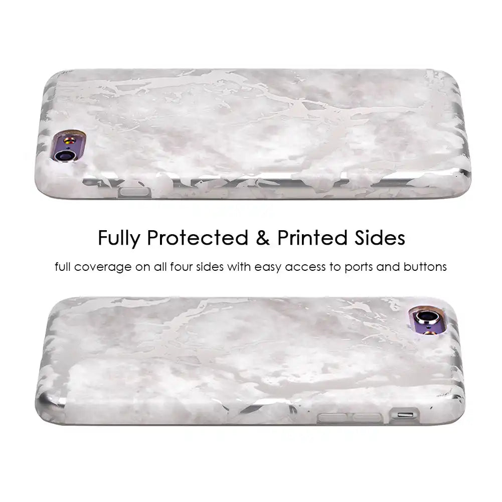 White Marble Silver Chrome iPhone Case